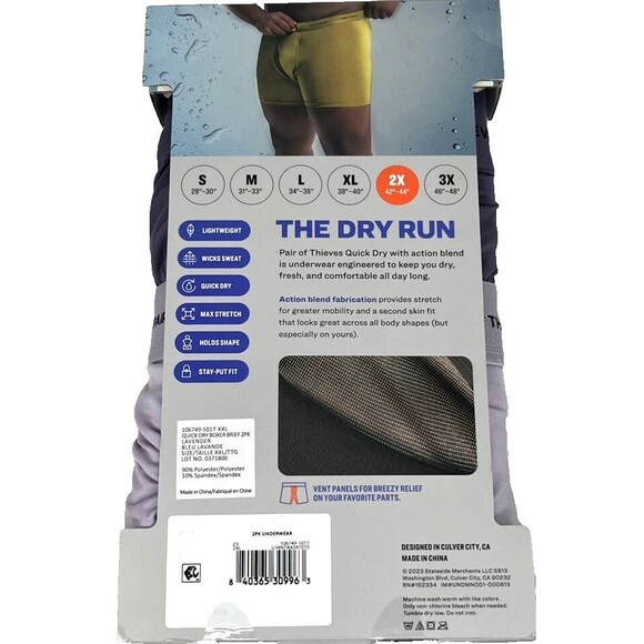 Pair of Thieves Action Blend Boxer Briefs Men's XXL (42-44) NWT 2-pk Quick Dry - Picture 2 of 11